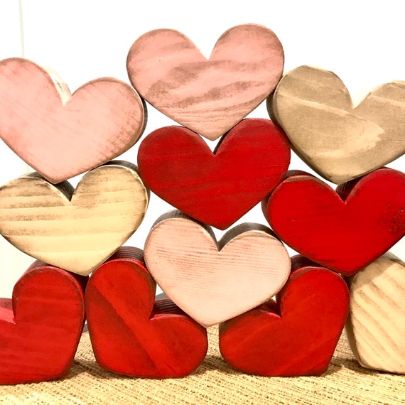 Valentine's Day Laser Cut Wood Heart Shaped Love Ornaments, Set of 5