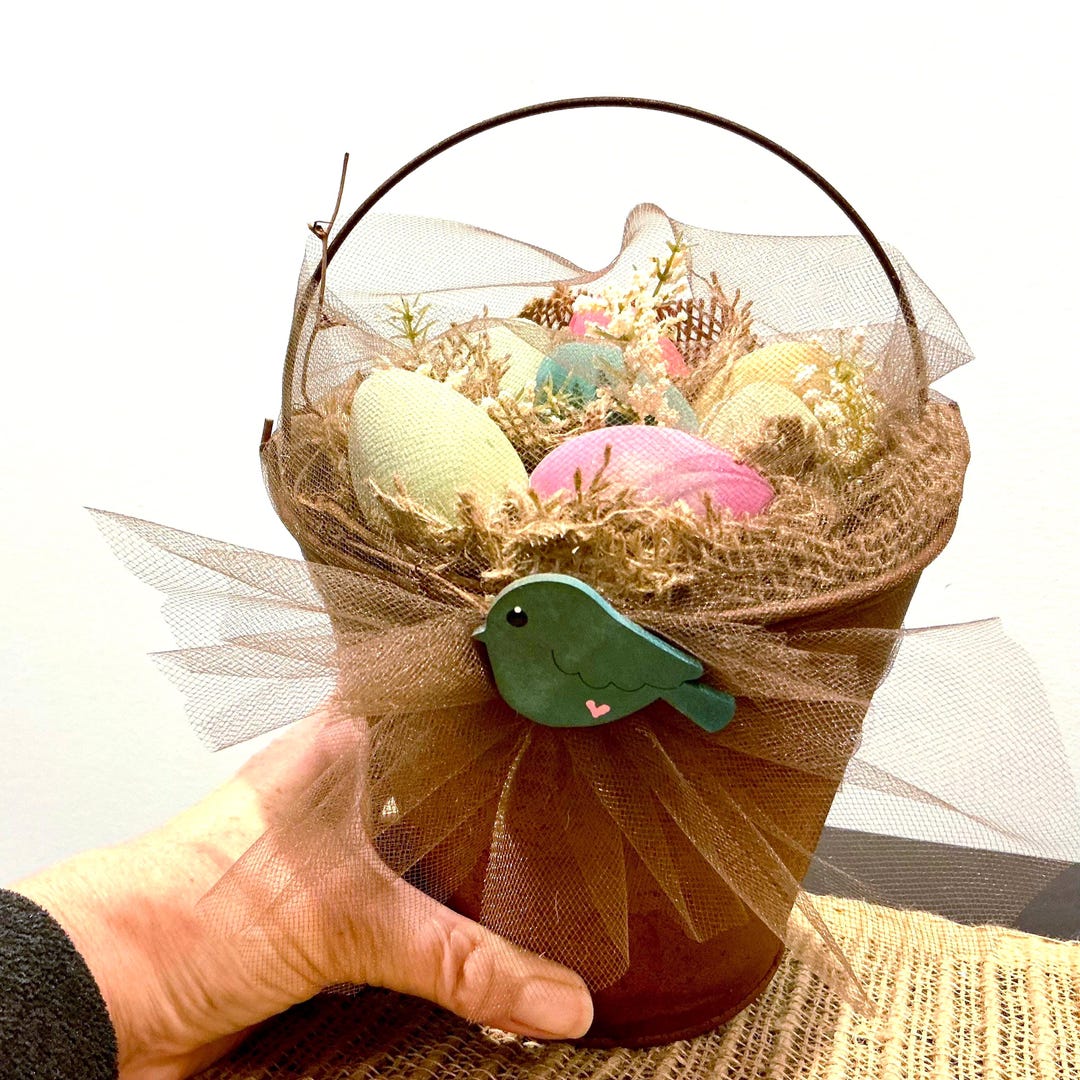 Rusty Easter Egg Basket. Easter Decor. Colorful Easter Eggs. Easter ...