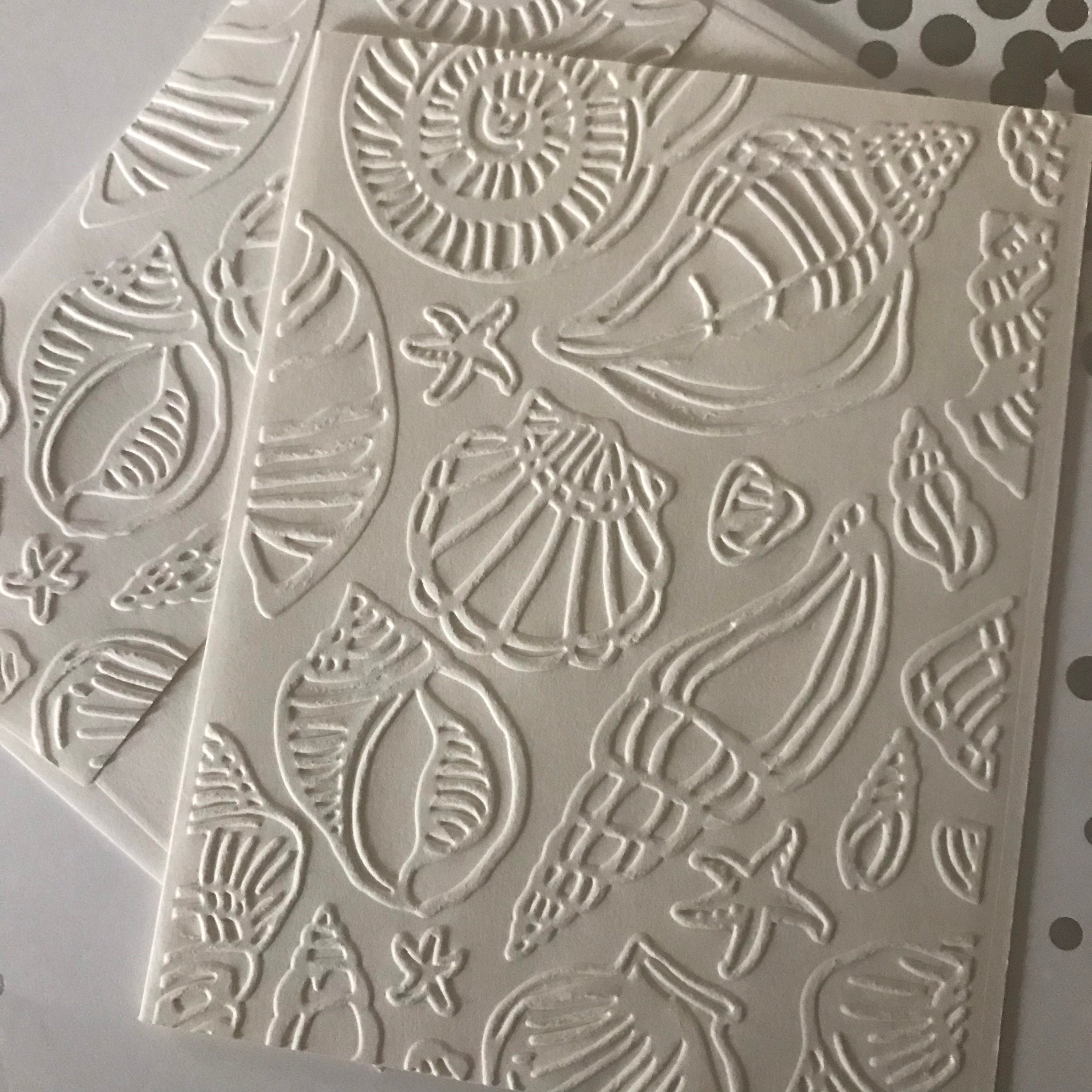Seashell Cards Embossed Seashell Note Cards Embossed Etsy
