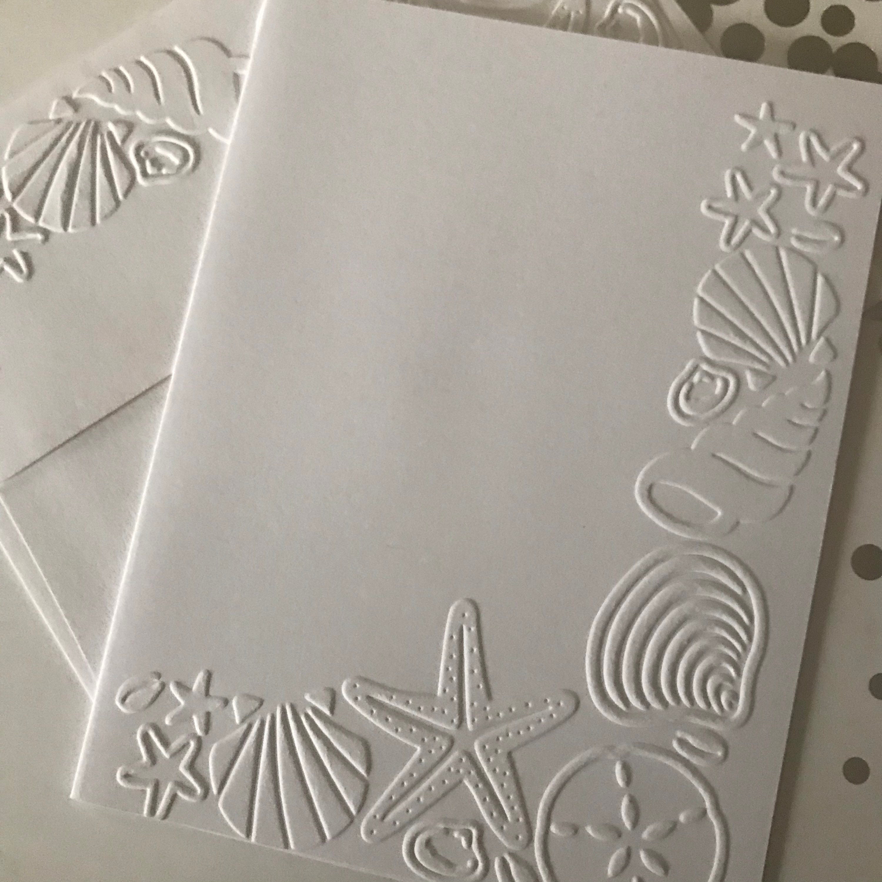 Seashell Cards Embossed Seashell Note Cards Embossed Etsy