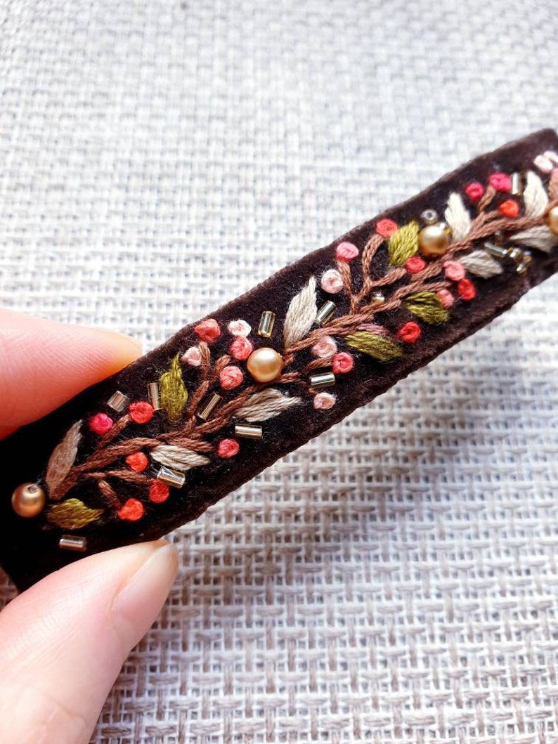 Big Velvet Hair Clips Hand Embroidered French Barrette Hair Etsy