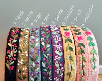 Hand Embroidered Floral Hairband, Hand Embroidered Headband, Hand Embroidered Hair Accessory, Girls Hairband, Women Hairband