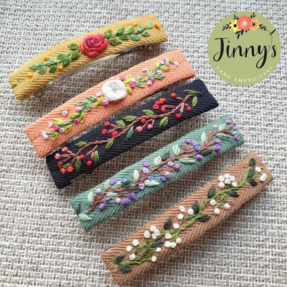 Embroidered Hair Barrettes Embroidered Hair Barrettes
