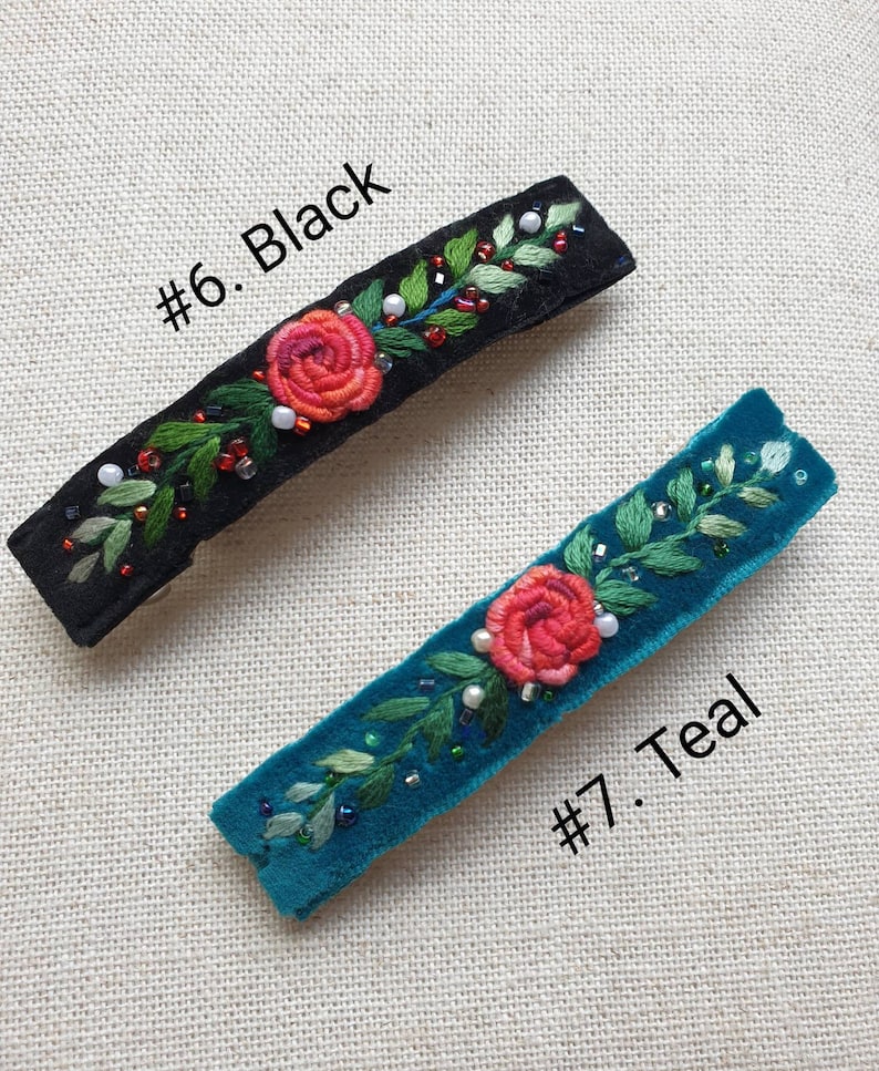 Big Velvet Hair Clips Hand Embroidered French Barrette Hair Etsy