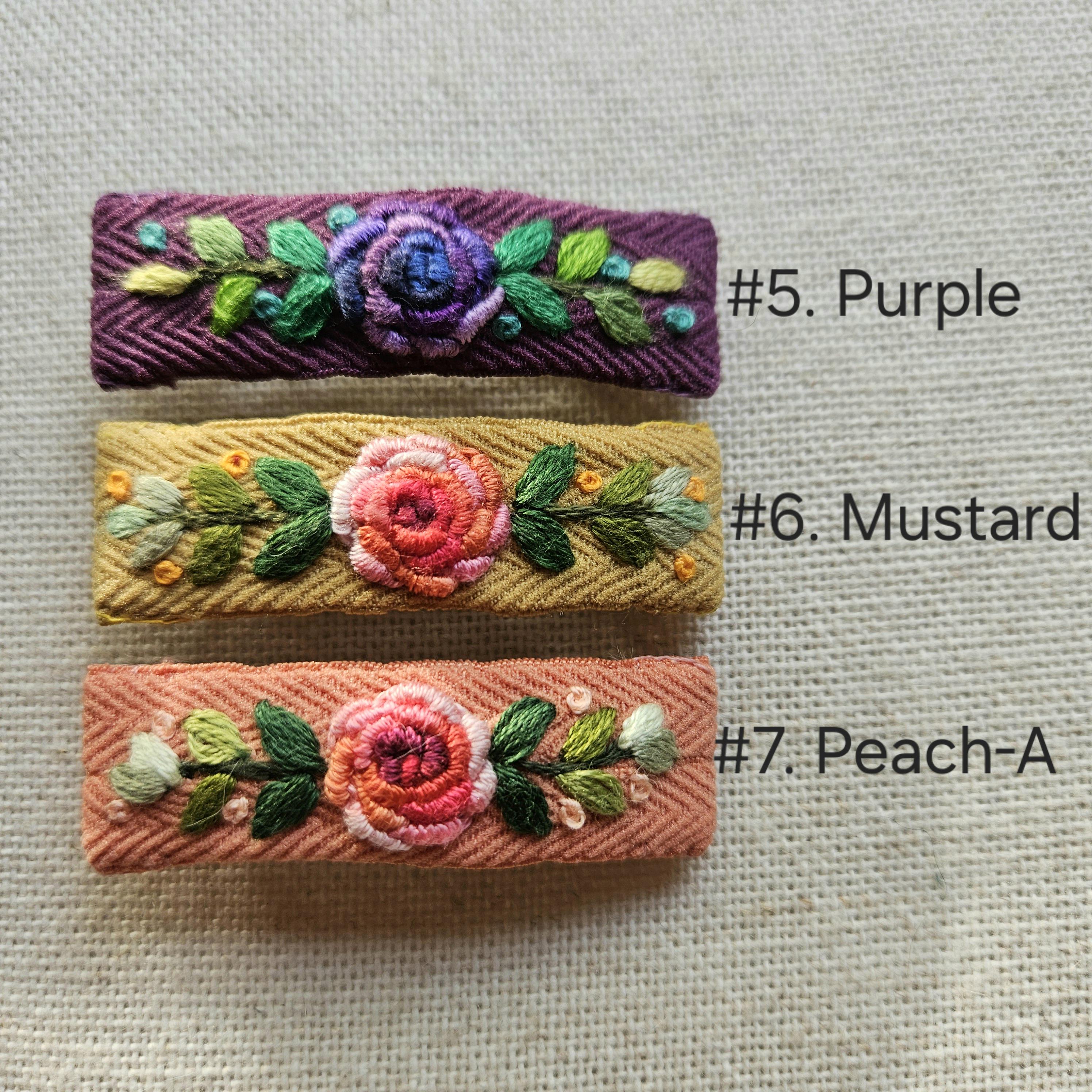 Hand Embroidered Small Hair Clip, Mini Floral Hair Barrette