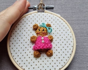 Little Teddy Bear 3D Embroidery Hoop, Teddy Bear Lover, Girls Room Decor, Hand Embroidered Gift, Gift for Teddy Bear Lover