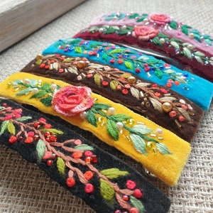 Big Velvet Hair Clips, Hand Embroidered French Barrette, Hair Slide, Floral Hair Clips, Hair Clips UK, Long Hair Barrettes, Hair Accessories