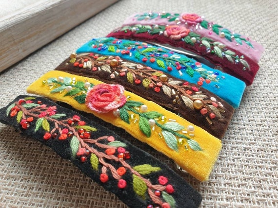 VELVET HEADBAND BLUE TONES FLOWER PATTERN VELVET HEADBAND BLUE TONES FLOWER PATTERN