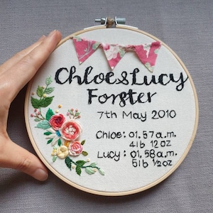 Personalised new born baby gift, Customized baby gift, New born baby details, Hand Embroidered Hoop Art, Custom Embroidery Hoop Art