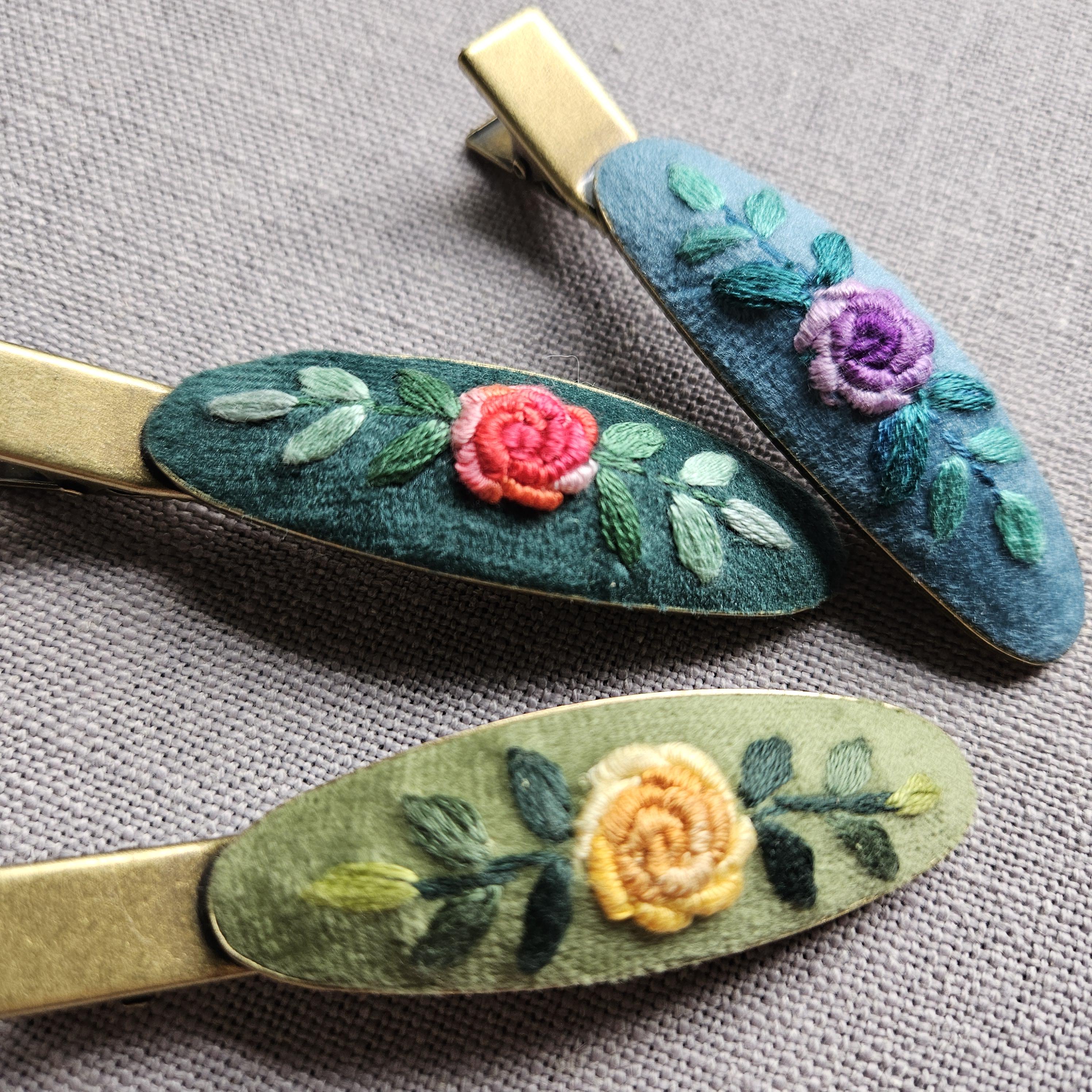vintage Birei ヘアマスク 華 230g 2個＆詰替用600gセット Hand Embroidered Velvet Floral Alligator Hair Clip: Vintage
