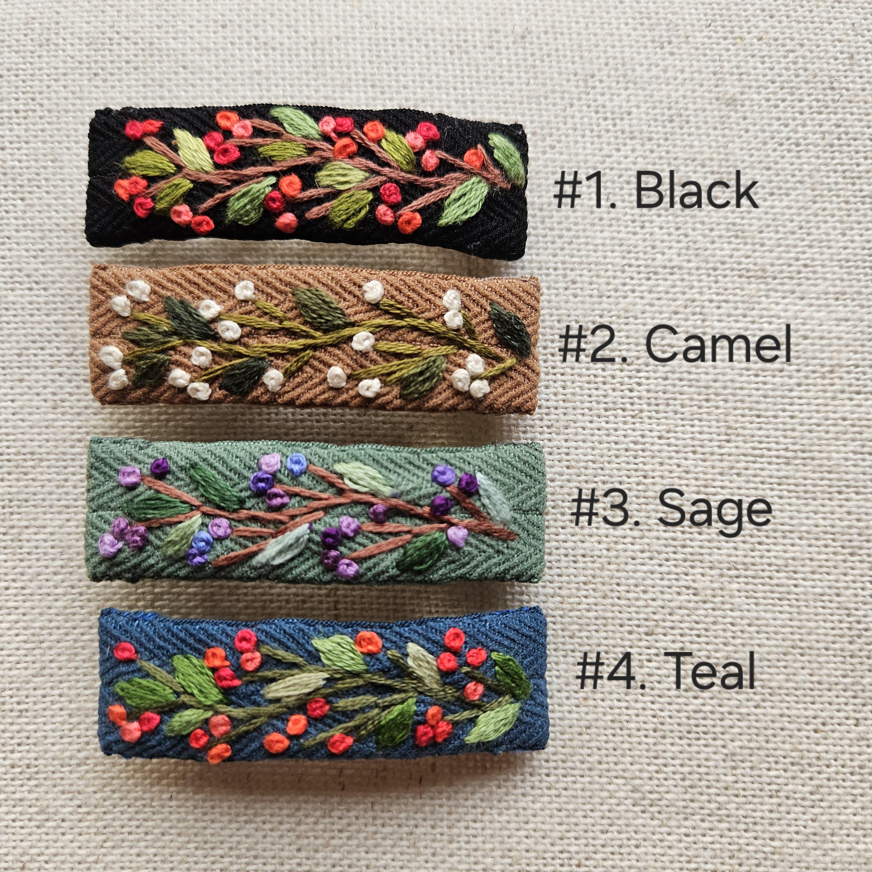 Hand Embroidered Small Hair Clip, Mini Floral Hair Barrette