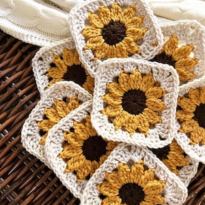 Girasol Abuela Cuadrado - PATRÓN DE GANCHILLO SOLAMENTE - Daisy Grandma Square