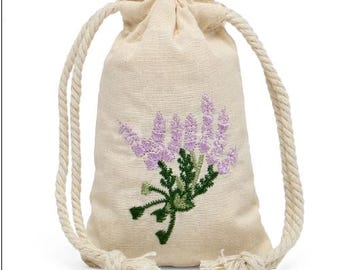 Organic Lavender Sachet: Embroidered Muslin Bag, Homegrown Aroma (4 oz)