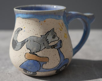 Preorder Raccoon Mug / Star Chaser Raccoon Ceramic Handmade Mug / Raccoon Gift