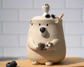 Preorder Bear Jar / Bear Ceramic Berry Jam or Honey Jar / Honey Bear / Cute Bear Gift