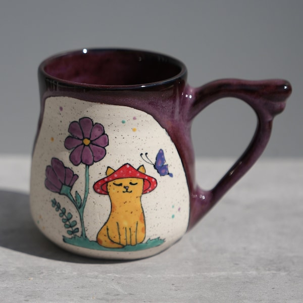 Preorder Cat Mushroom "Meowshroom" Mug / Orange Cat Mug  / Cat Mushroom Gift / Cute Cat Mug / Toadstool Mug