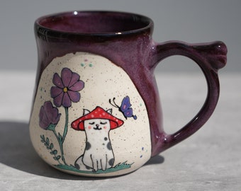 Preorder- Cat Mushroom "Meowshroom" Mug / Cat Toadstool Ceramic Handmade Mug / Cat Mushroom Gift / Cute Cat Mug / Toadstool Mug