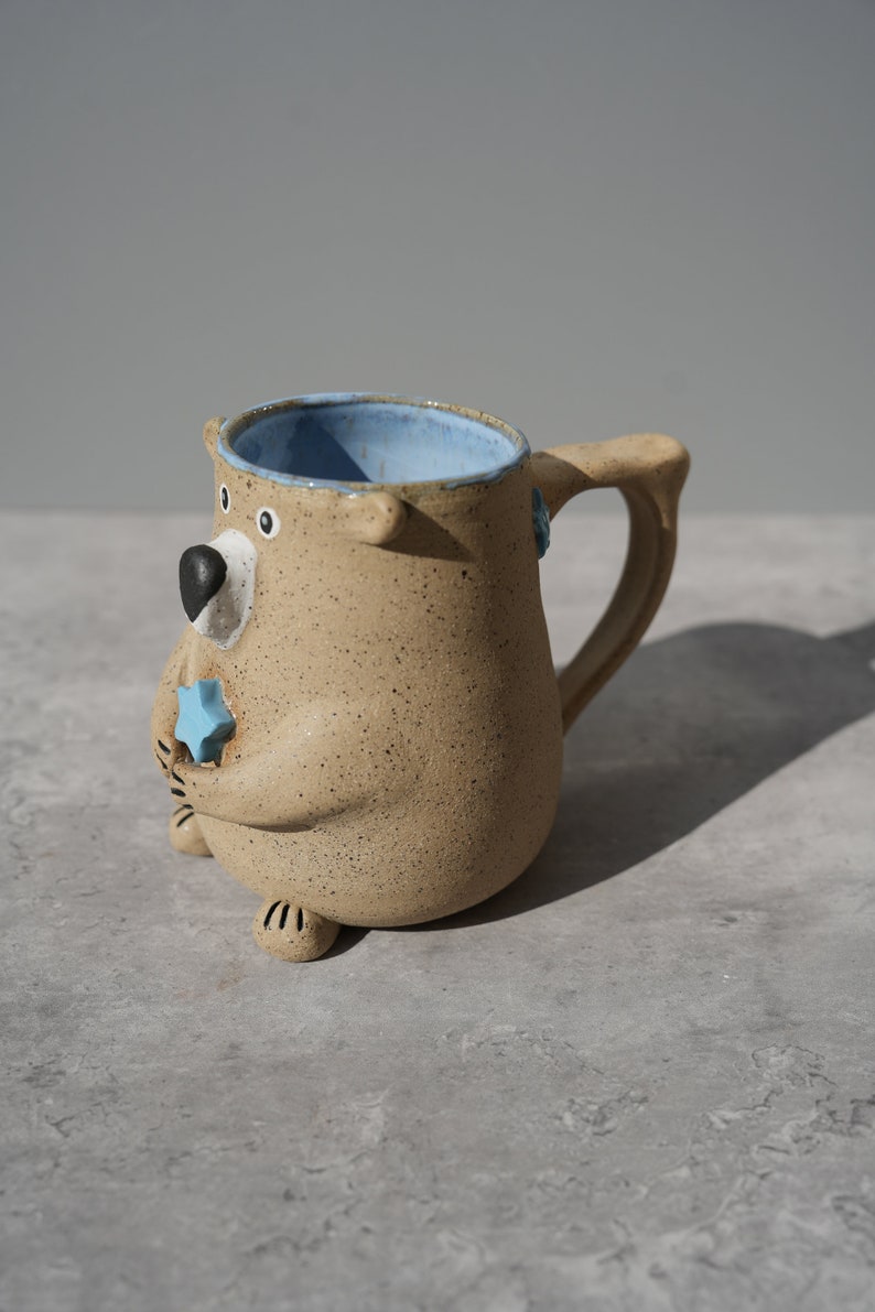 Preorder Star Bear Ceramic Handmade Mug / Cute Bear Mug / Bear Gift /Bear with Star / Lidded Mug image 2