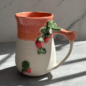 Preorder Handmade Strawberry Mug and Plate Set: Pink Glazed Porcelain