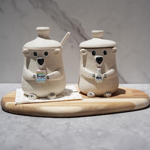 Bear Sugar Bowl and Creamer Pitcher Set/Cute Bear Set