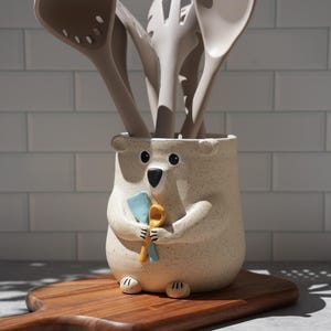 Preorder - Bear Utensil Crock /Bear Ceramic Open Jar / Bear Gift