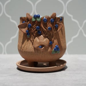 Preroder Highland Cow Ceramic Planter With Drain Plate