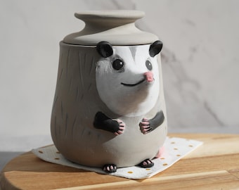 Preorder Opossum Butter Crock: Handmade Ceramic French Butter Keeper, Whimsical Farmhouse Kitchen