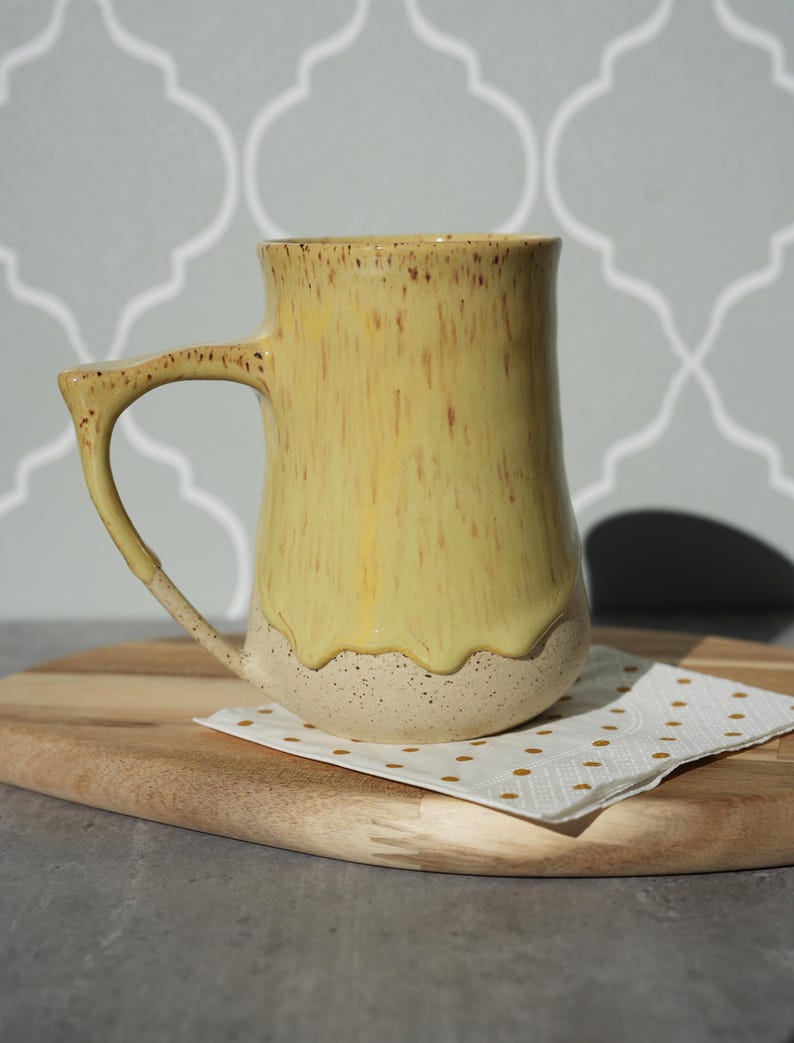 Handmade Hedgehog With Mushrooms Mug: Sunflower Glaze Stoneware Cup image 3