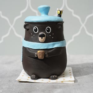 Ships Now - Bär und Biene Keramik Honigglas mit Löffelstiel