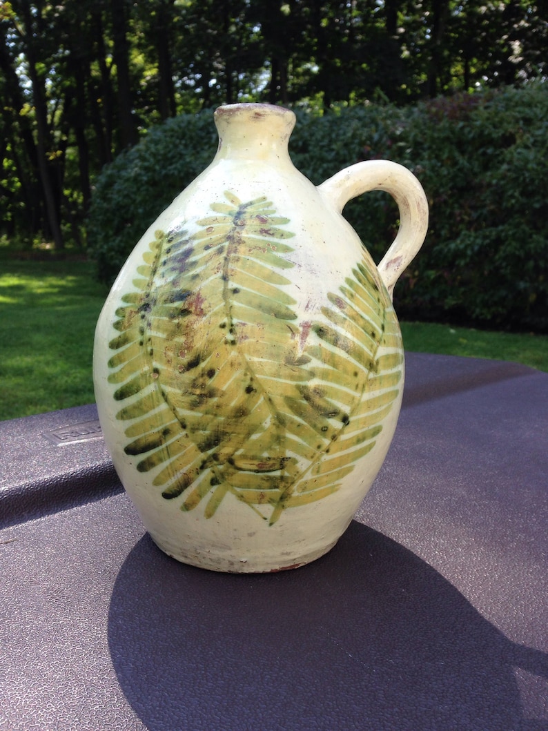 Fern Leaves Art Jug by WickeyWicky Pottery 1980