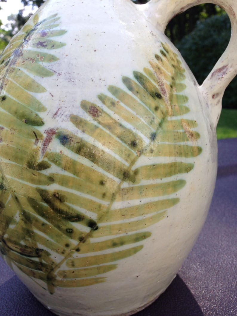 Fern Leaves Art Jug by WickeyWicky Pottery 1980