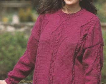 Womans Plus Size Knit Sweater pdf Long Line Cabled Tunic /OhhhMama/ pullover jumper sweater tunic vintage pattern instant download pdf