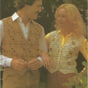 Men and Womans Knit Random checked  sweater vests /OhhhMama/  patterned jumper tunic vintage pattern instant download pdf