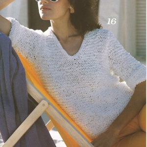 Womans Easy Knit Sweater V Neck and 3/4 length Sleeves  /OhhhMama/ vintage pattern instant download pdf