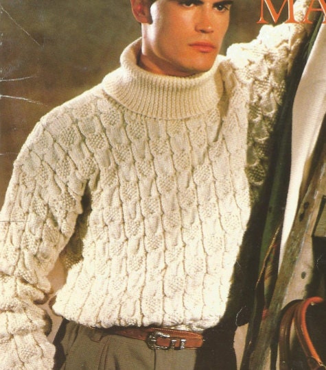Mens Knit Sweater Pullover Turtle Neck /ohhhmama/ Rolled - Etsy