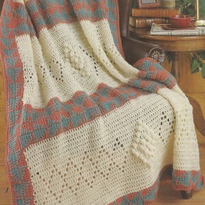 Vintage Crochet Candlewick Afghan blanket instant download crochet pattern