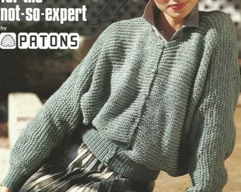 knit Womans Batwing Cardigan Pdf/OhhhMama/ Sweater long sleeves jumper tunic vintage pattern instant download pdf