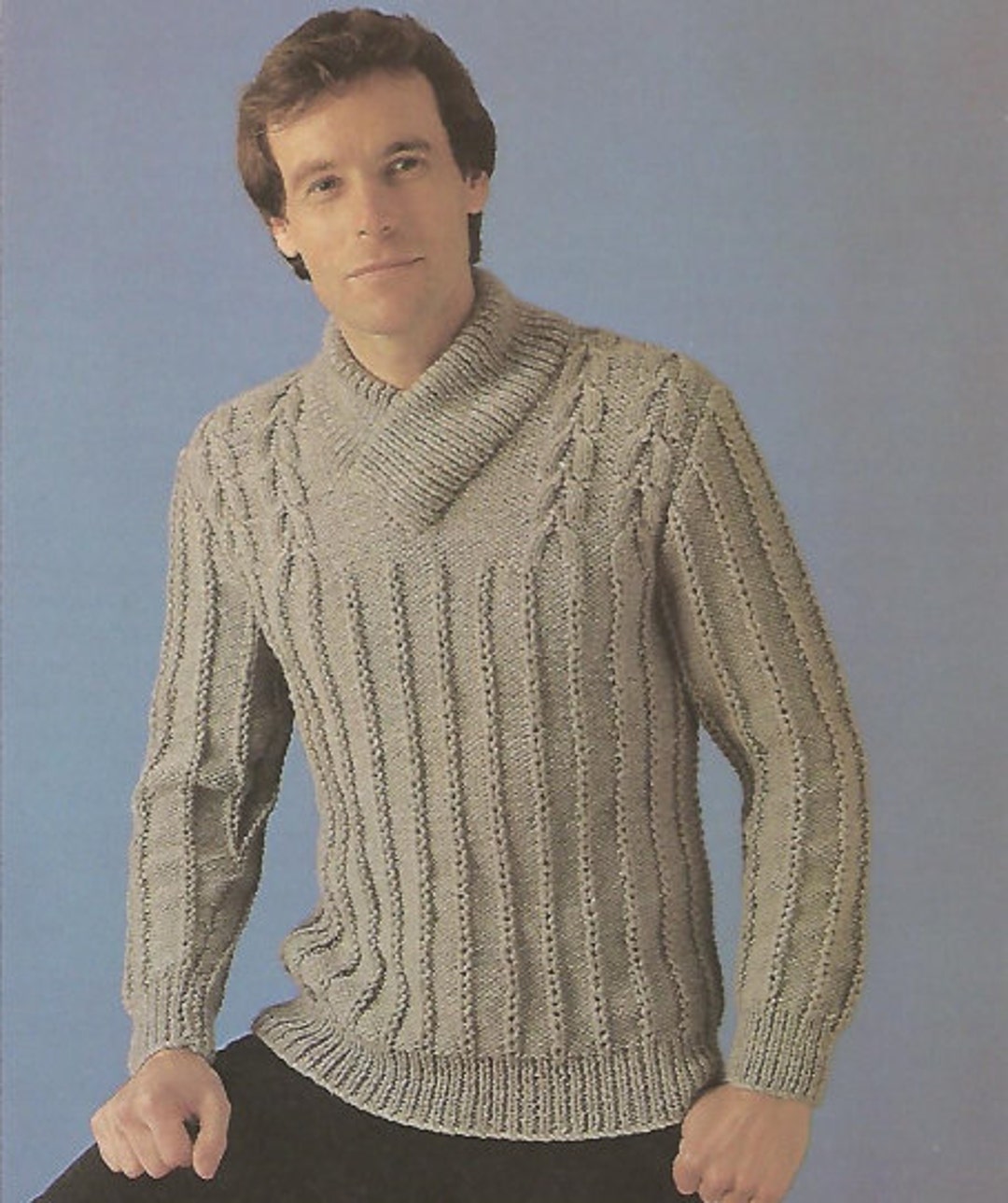 Knit Mens Shawl Collared Sweater Pullover /ohhhmama/ Jumper - Etsy