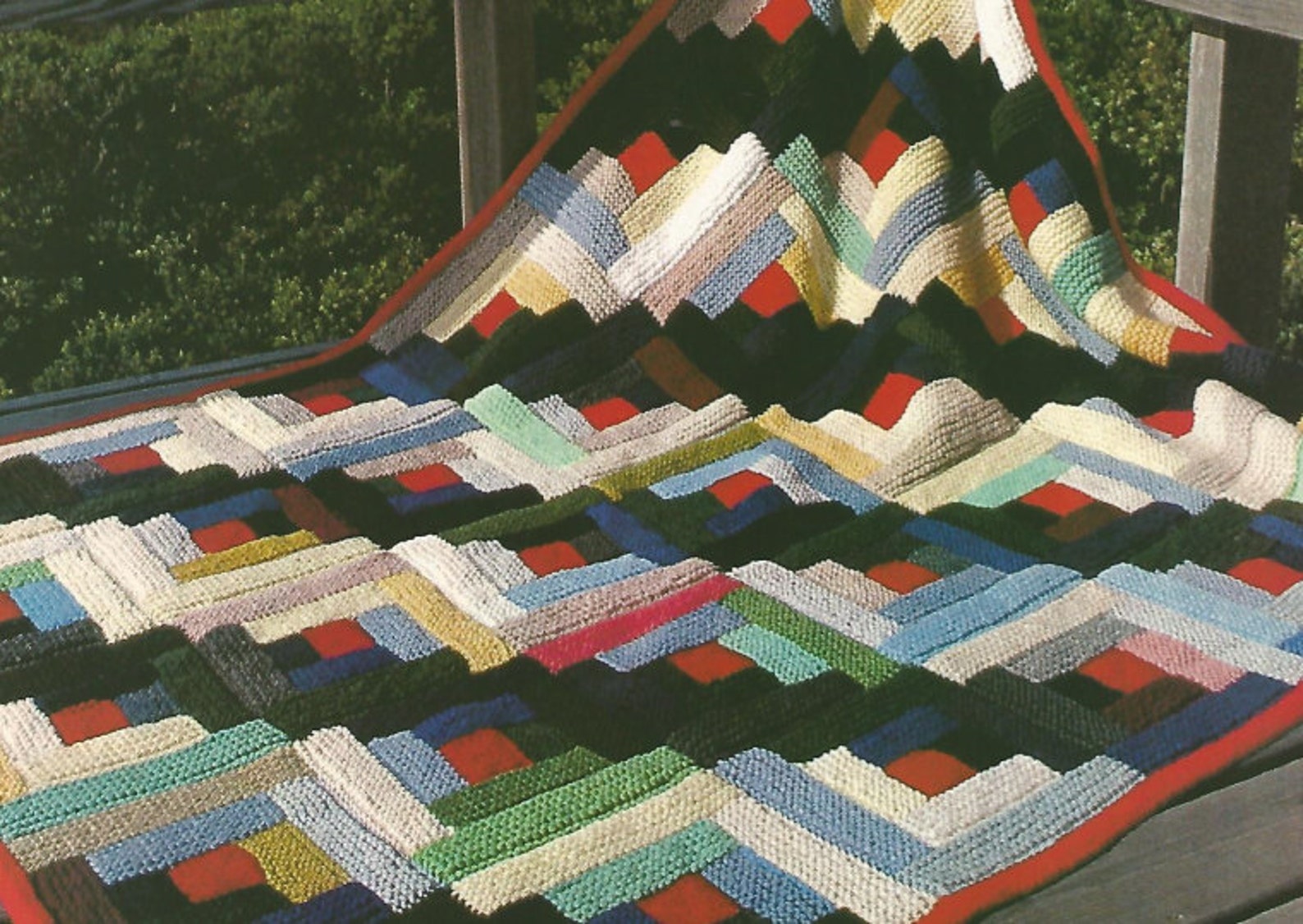Knit Squares Afghan Blanket Log Cabin Knit Squares /ohhhmama/ Bed Cover