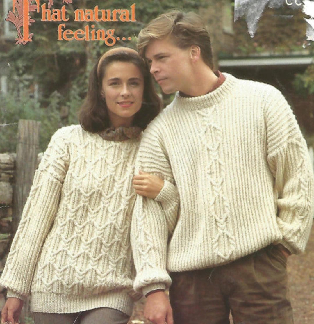 Knit Woman and Mens Aran Cabled Sweaters Pdf/ohhhmama/ Jumper - Etsy