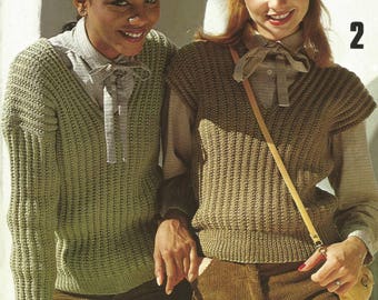 Womans Ribbed  Slipover and Sweater Easy Knit /OhhhMama/  Vintage Pattern Instant download Pdf