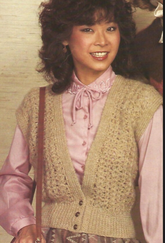 Crochet Womans Open Front V Neck Vest 