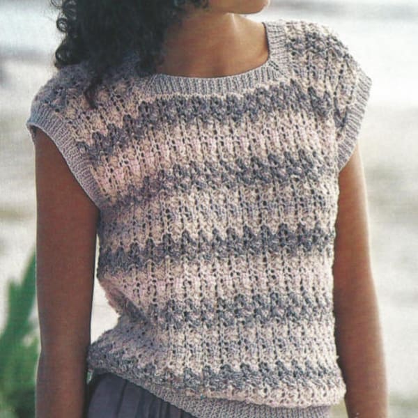 Knit Womans Sleeveless Cotton Top Sweater Pdf /OhhhMama/  pullover sweater jumper tunic vintage pattern instant download pdf