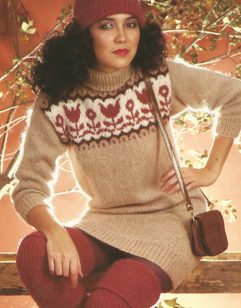 Knit Womans Sweater Set Pdf /OhhhMama/ with Hat and Leggings Vintage Pattern Jumper Instant Download pdf image 1