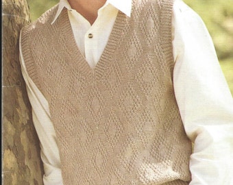 Mens Knit V-Neck Sweater Pdf - Pullover Vest Style/OhhhMama/ sleeveless tunic jumper vintage pattern instant download pdf