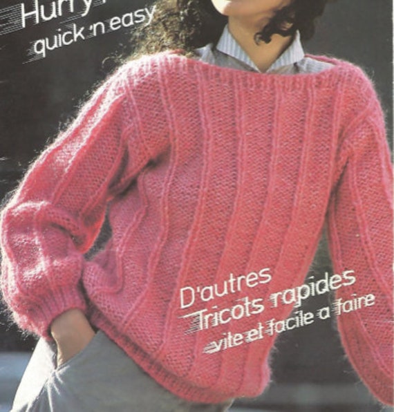 Womans Easy Knit Pullover Sweater English Only Ohhhmama Vintage Pattern Instant Download Pdf
