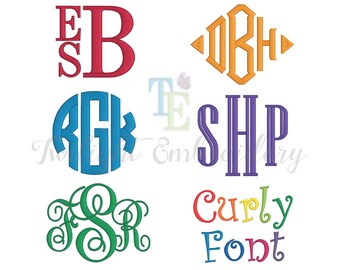 Set of 6 Embroidery Fonts Pack Machine Embroidery Monogram Fonts In Multiple Sizes And Formats BX PES dst jef xxx exp vp3 vip