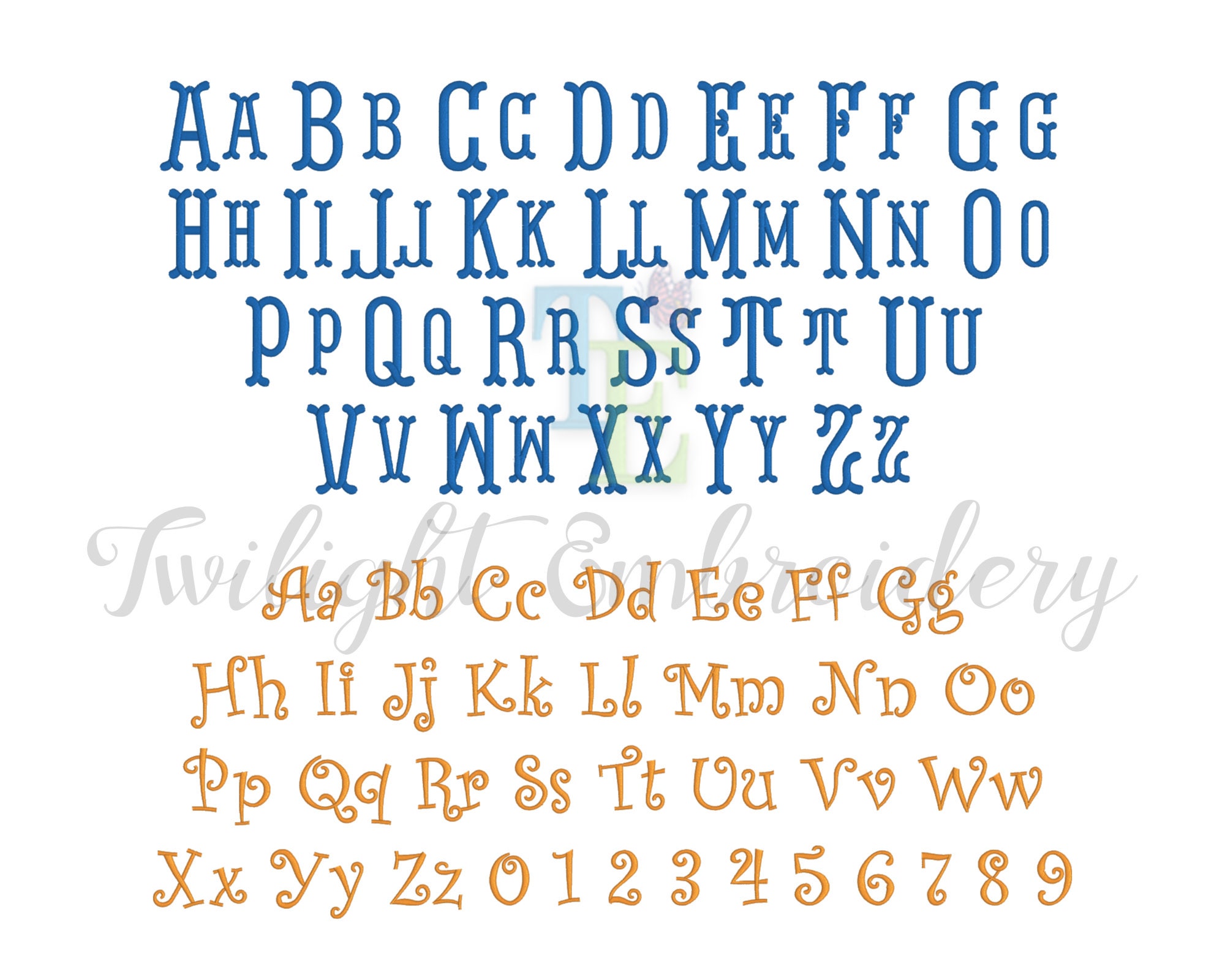 Machine embroidery monogram fonts set multiple sizes and  etsy