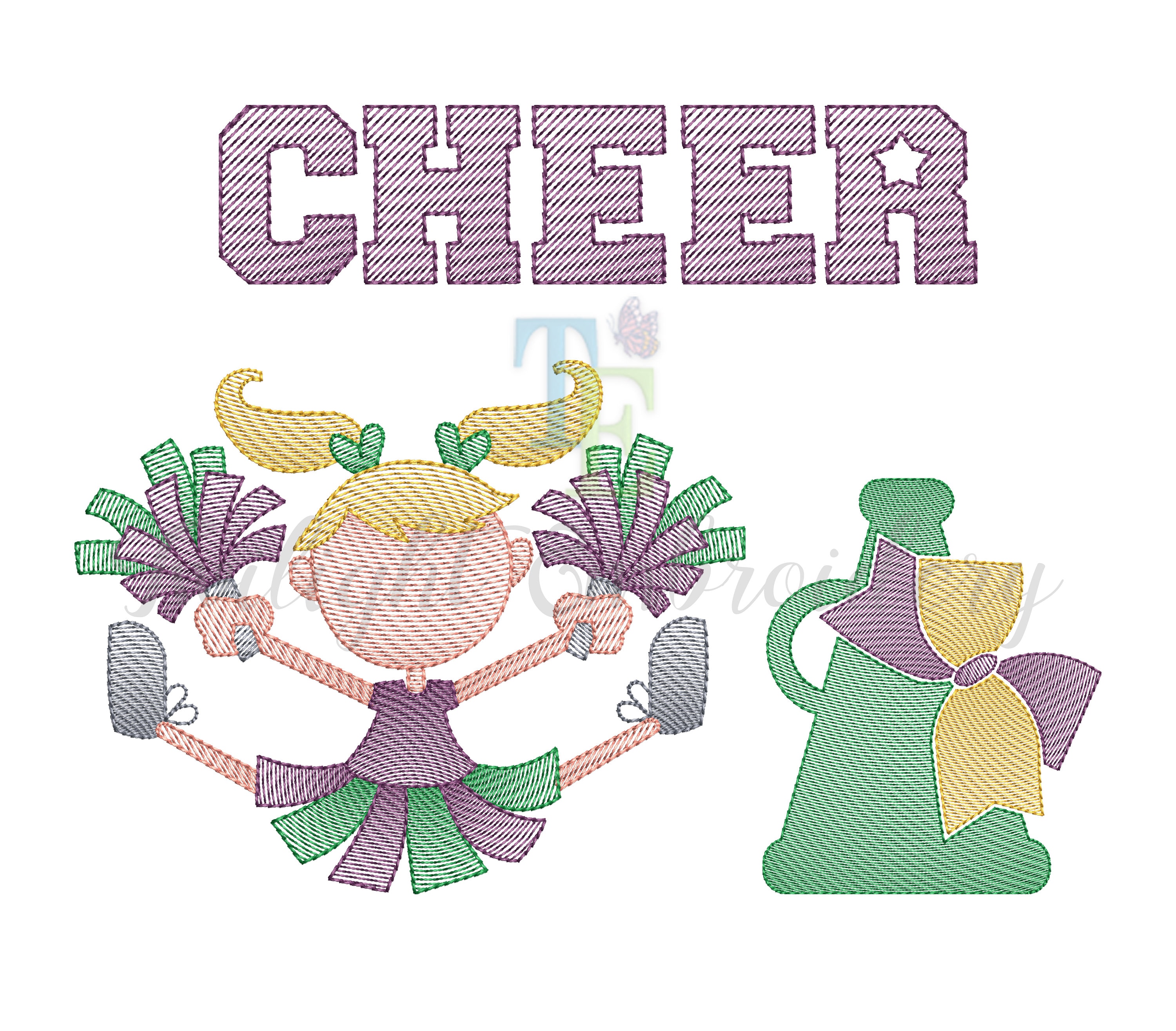 Set of 3 Cheerleader and Megaphone Quick Stitch Embroidery - Etsy
