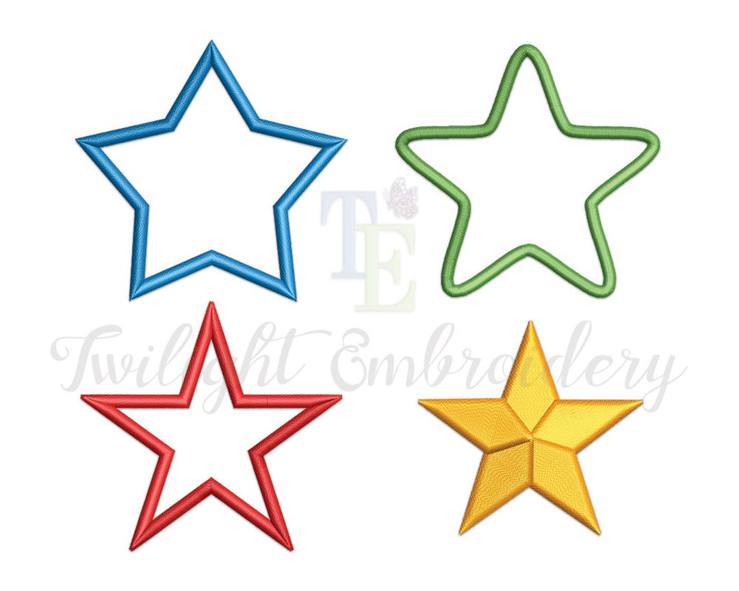Set of 4 Star Machine Embroidery Designs Embroidery Star Design Star Applique Embroidery Designs